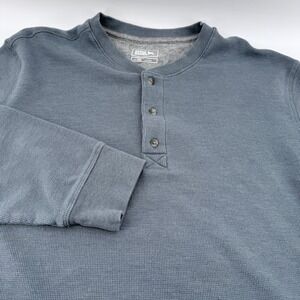 Eddie Bauer Mens XXL Sage Waffle Knit Henley Long Sleeve Shirt Layering